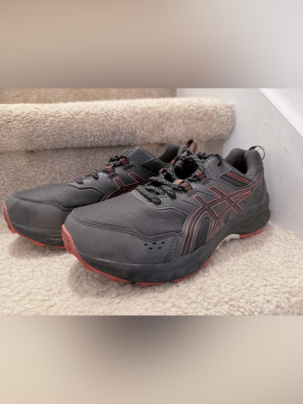 ASICS GEL-Venture 8 Extra Wide 2E Men’s Trail Running Shoes Black Red Size US8.5